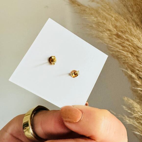 NEW ANTHROPOLOGIE Champagne Rose Gold 14kt Druzy Stone Gemstone Bar Earring - Picture 7 of 7